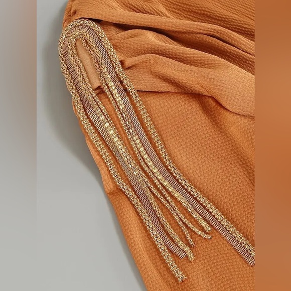 Lena Vie Drop Fall New High Quality Sexy V-Neck Pleated Lantern Sleeve Dress - Picture 10 of 13